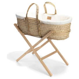 Clair de Lune Cream Organic Moses Basket With Stand