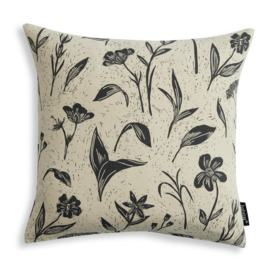 Habitat Floral Reverse Print Cushion - Charcoal - 43x43cm - thumbnail 1