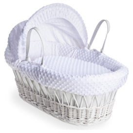 Clair de Lune White Dimple Moses Basket With Rocking Stand - thumbnail 1