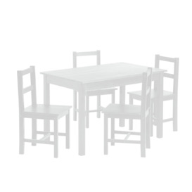 Argos Home Raye Solid Wood Dining Table & 4 White Chairs - thumbnail 1