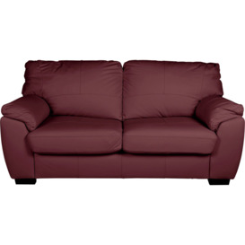Argos Home Milano Leather 3 Seater Sofa - Burgundy - thumbnail 1