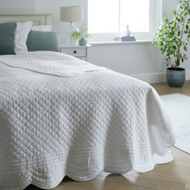 Argos Home Scallop Country Bed Throw - White - 200x200cm - thumbnail 2