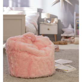 Kaikoo Kids Faux Fur Pink Fluffy Bean Bag