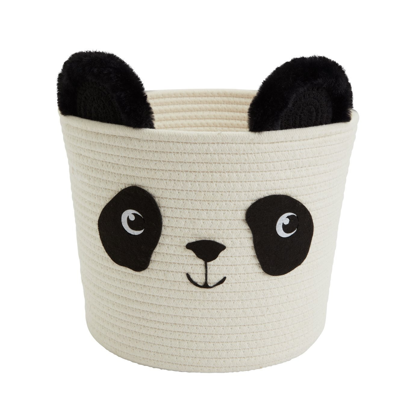 Argos Home Panda Kids Rope Storage Basket - Cream & Black - image 1