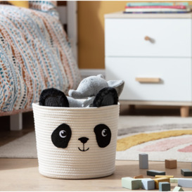 Argos Home Panda Kids Rope Storage Basket - Cream & Black - thumbnail 2