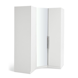 Habitat Munich Corner 3 Door Mirror Wardrobe - White