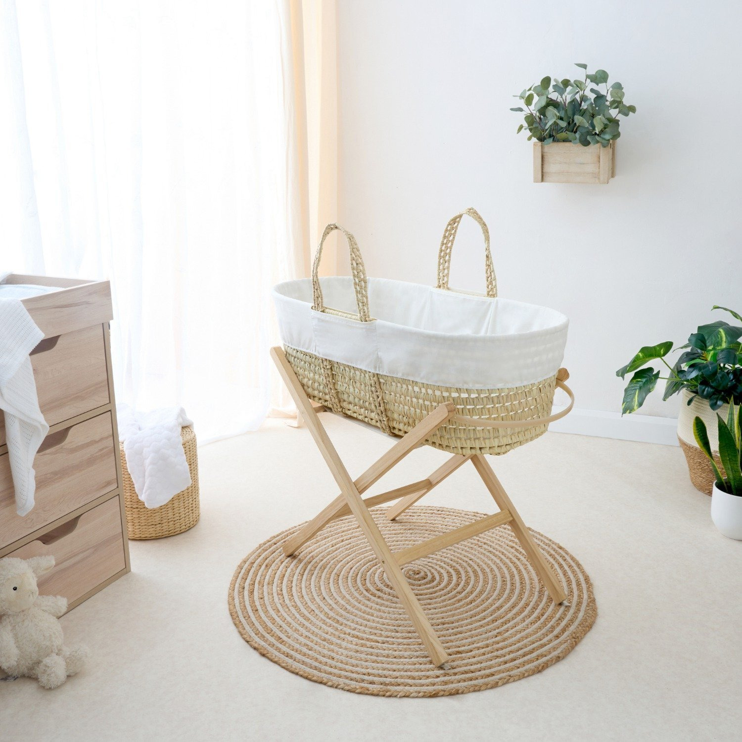 Clair de Lune Essentials Moses Basket With Natural Stand - image 1