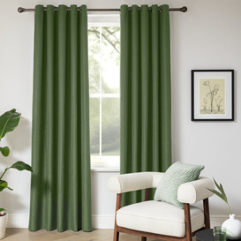 Home Essentials Plain Blackout Eyelet Curtain - Green - thumbnail 2