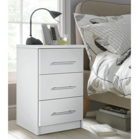 Argos Home Normandy 3 Drawer Bedside Table - White - thumbnail 2