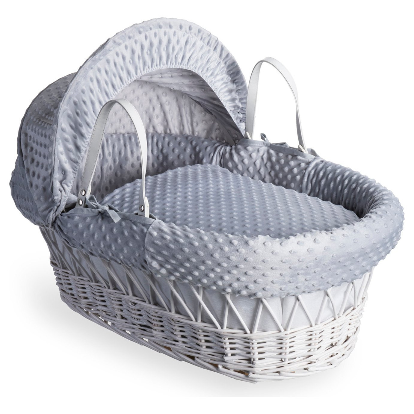 Clair de Lune Grey Dimple Moses Basket With Rocking Stand - image 1