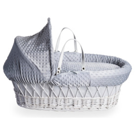 Clair de Lune Grey Dimple Moses Basket With Rocking Stand - thumbnail 2