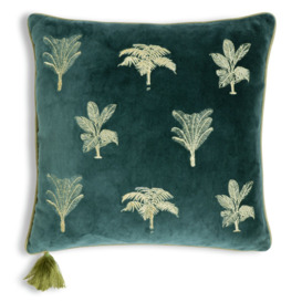 Habitat Embroidered Palm Cushion - Green -43X43cm