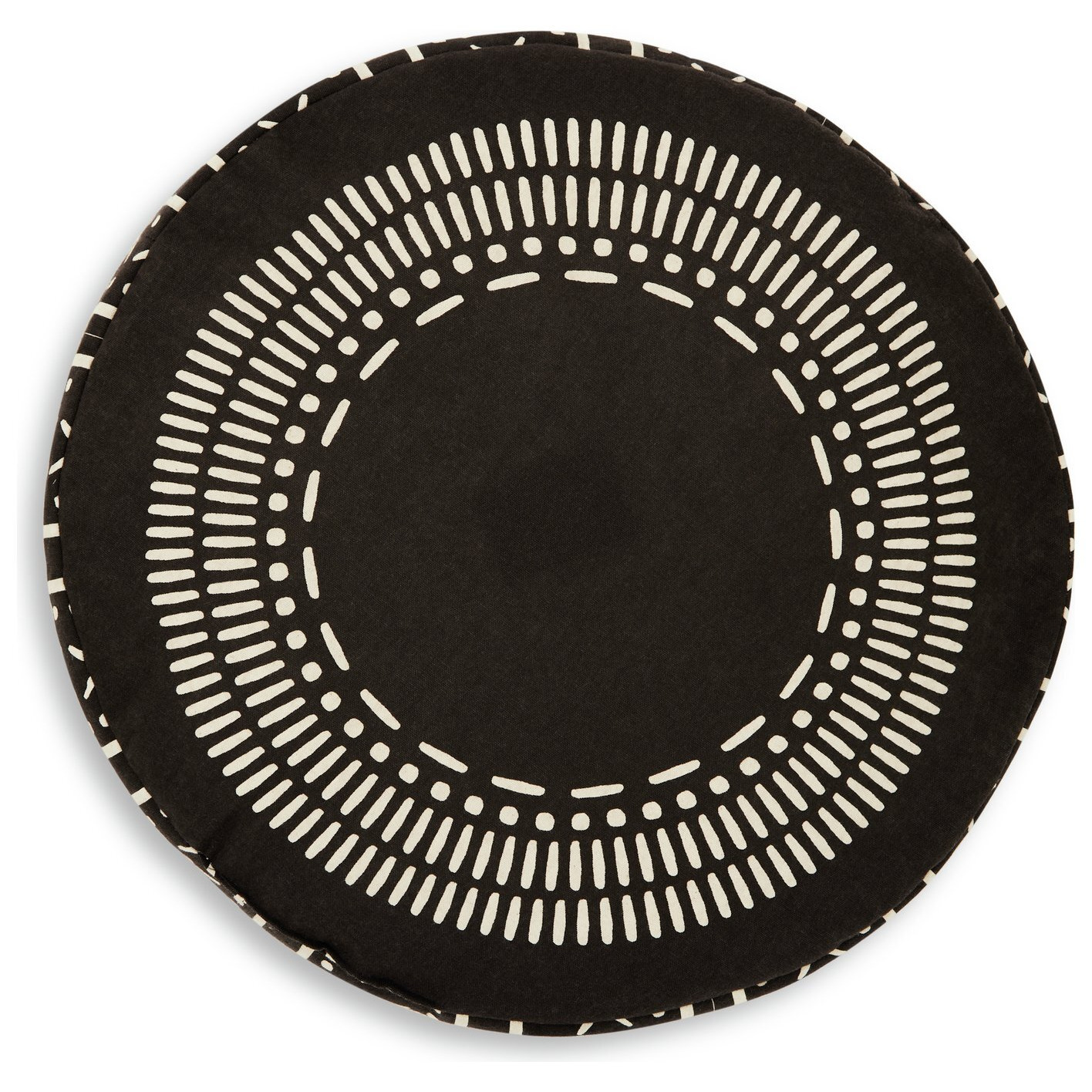 Habitat Black Round Printed Pouffe Outdoor Cushion - image 1