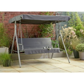 Argos Home 3 Seater Metal Garden Swing Chair - Grey - thumbnail 2