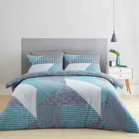 Catherine Lansfield Geometric Shapes Teal Bedding Set-Double