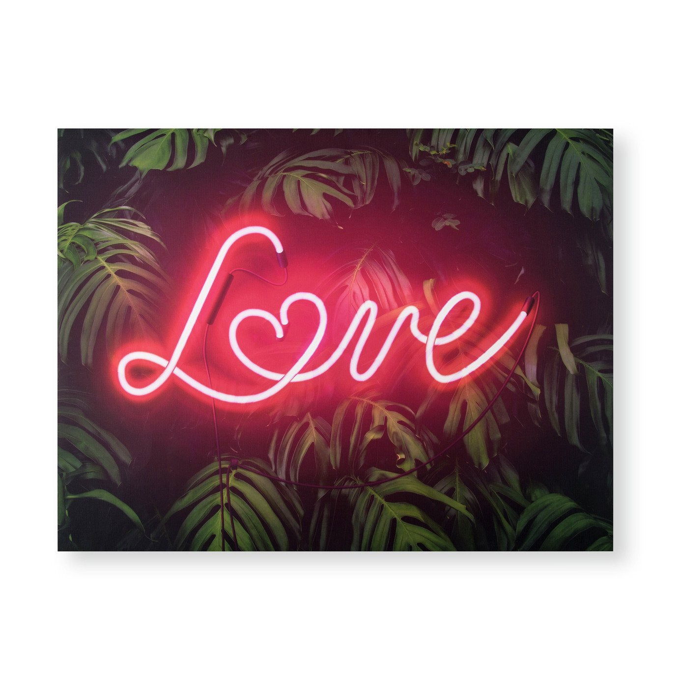 Art for the Home Tropical Neon Love Canvas Wall Art -60x80cm - image 1