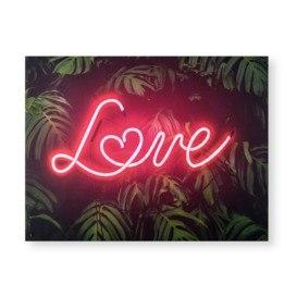 Art for the Home Tropical Neon Love Canvas Wall Art -60x80cm - thumbnail 1