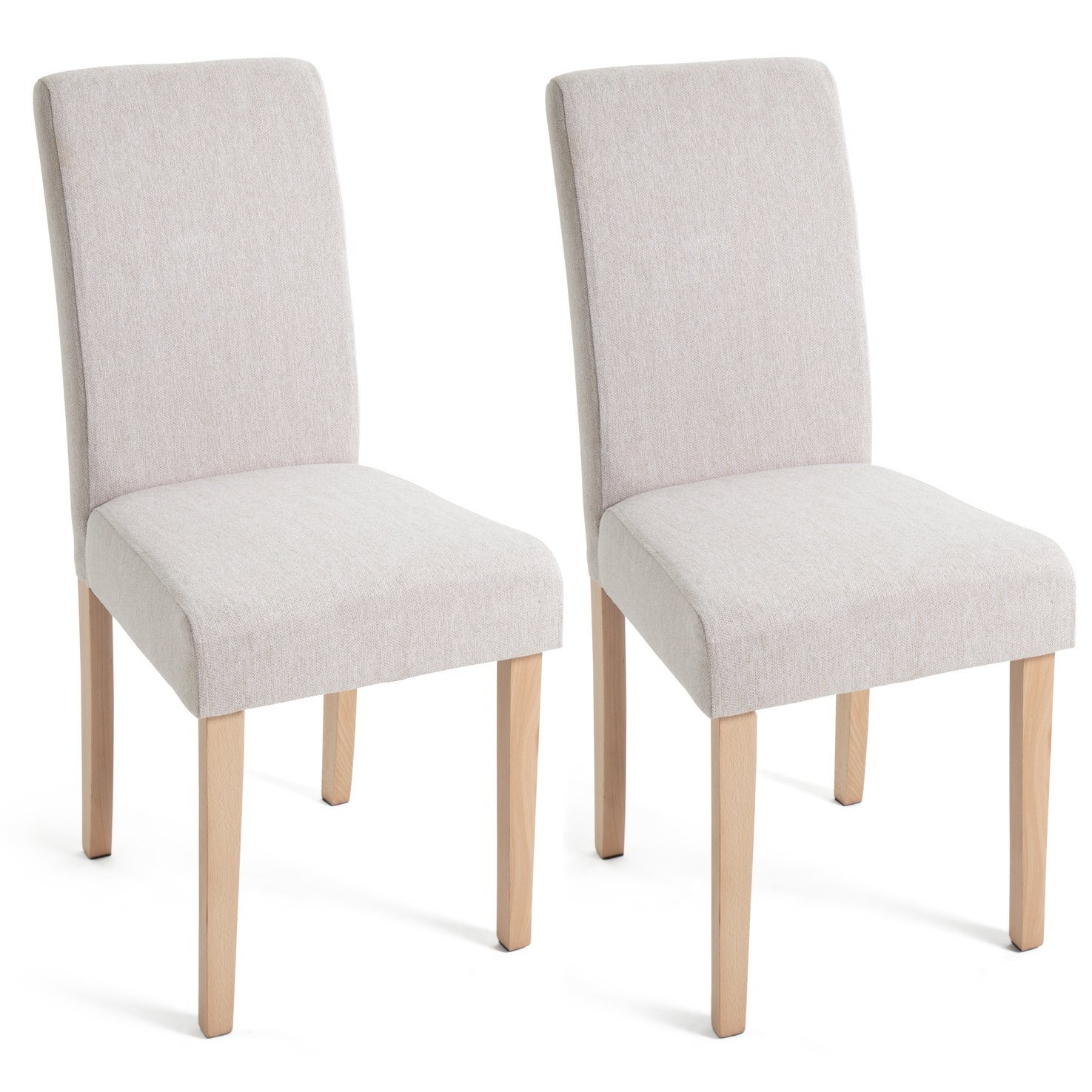Argos Home Midback Pair of Fabric Dining Chairs - Cream - image 1
