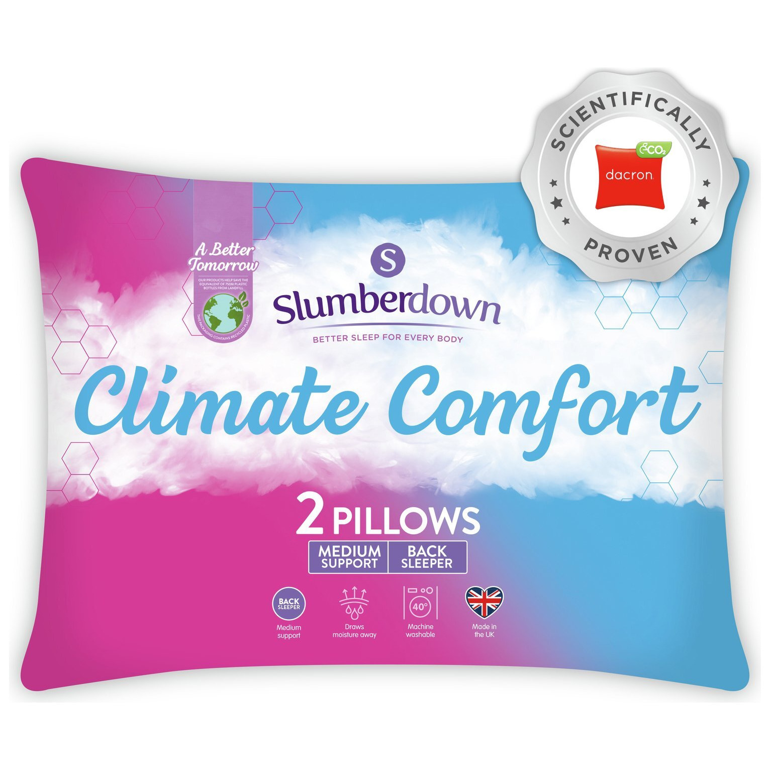 Slumberdown Climate Comfort Control Medium Pillow - 2 Pack - image 1