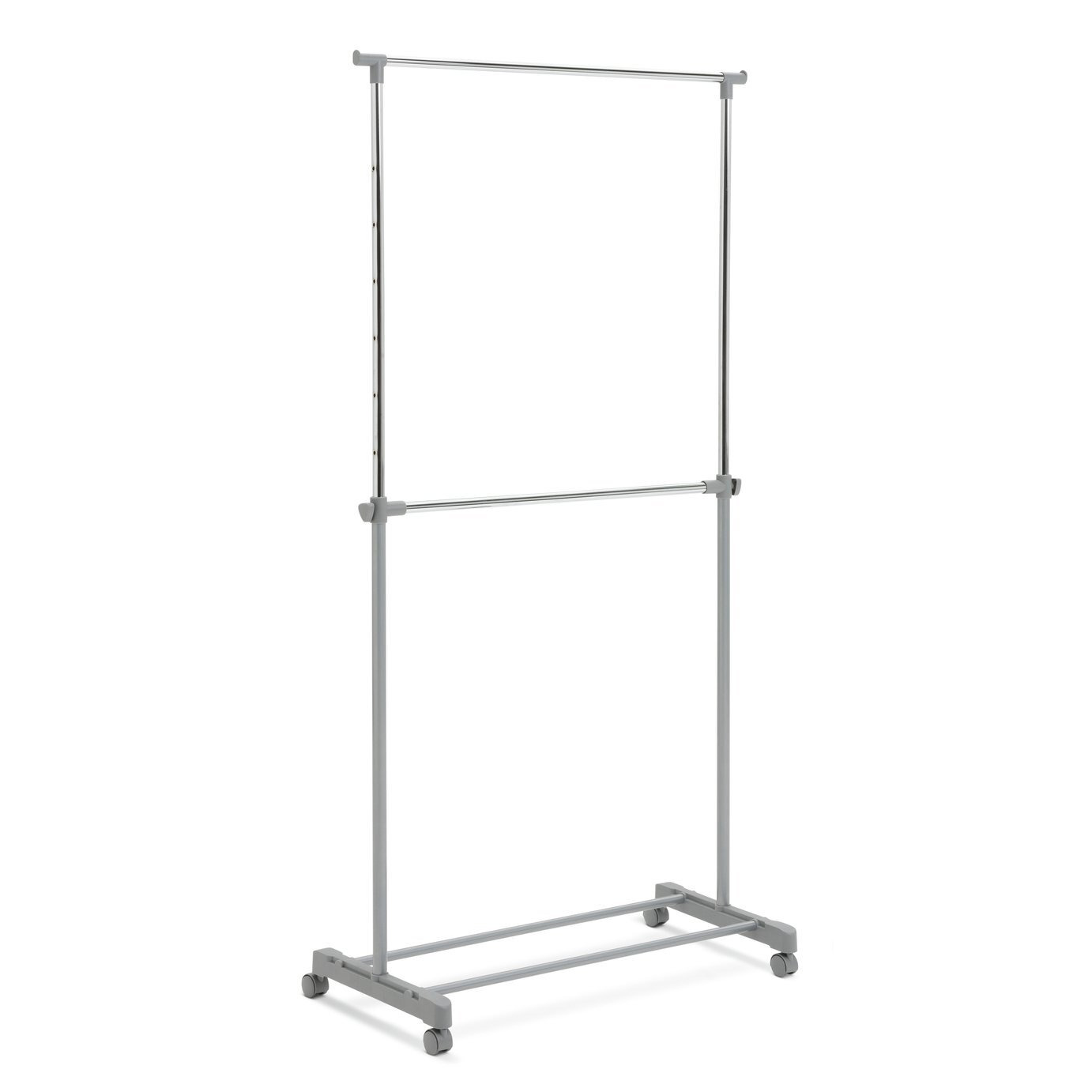 Argos Home Double Clothes Rail - Grey And Chrome - image 1
