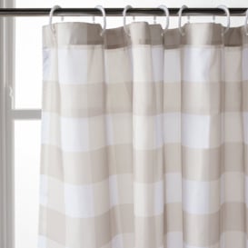 Habitat Neutral Print Anti Bac Finish Shower Curtain-Natural - thumbnail 1