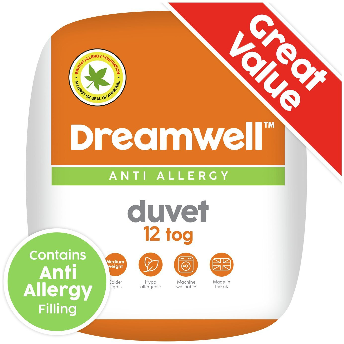 Dreamwell Anti Allergy 12 Tog Duvet - Kingsize - image 1
