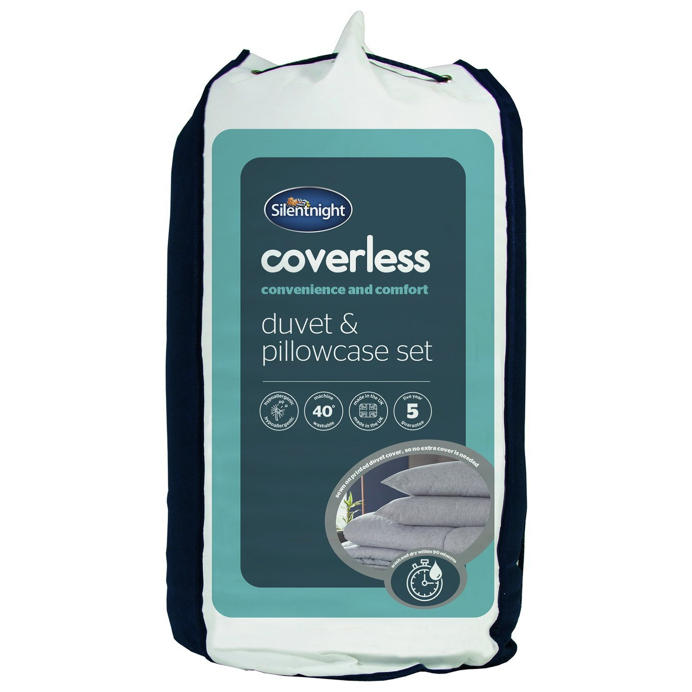 Silentnight Coverless 10.5Tog Grey Duvet &Pillowcase- Double - image 1