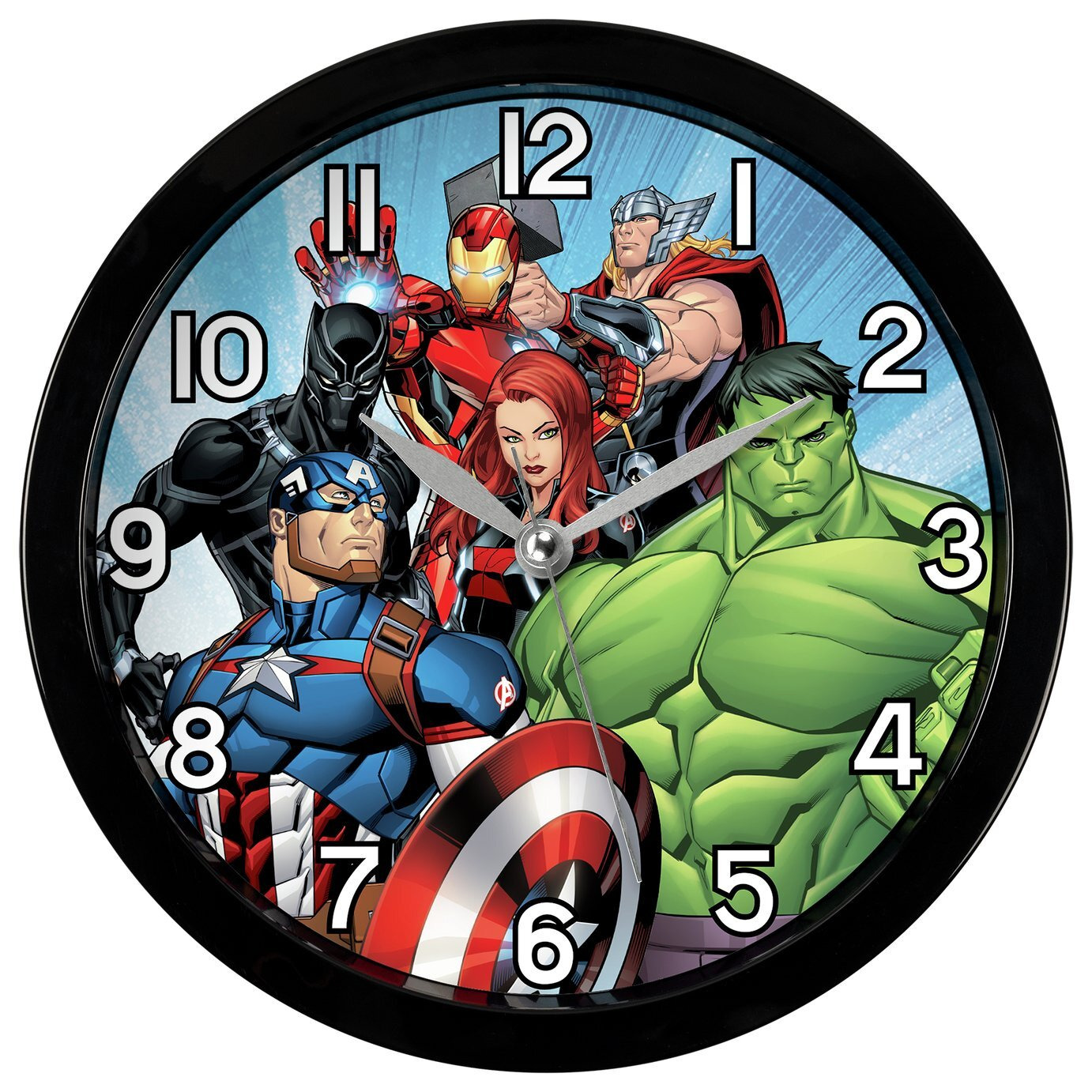 Disney Marvel Avengers Kids Wall Clock - Black - image 1