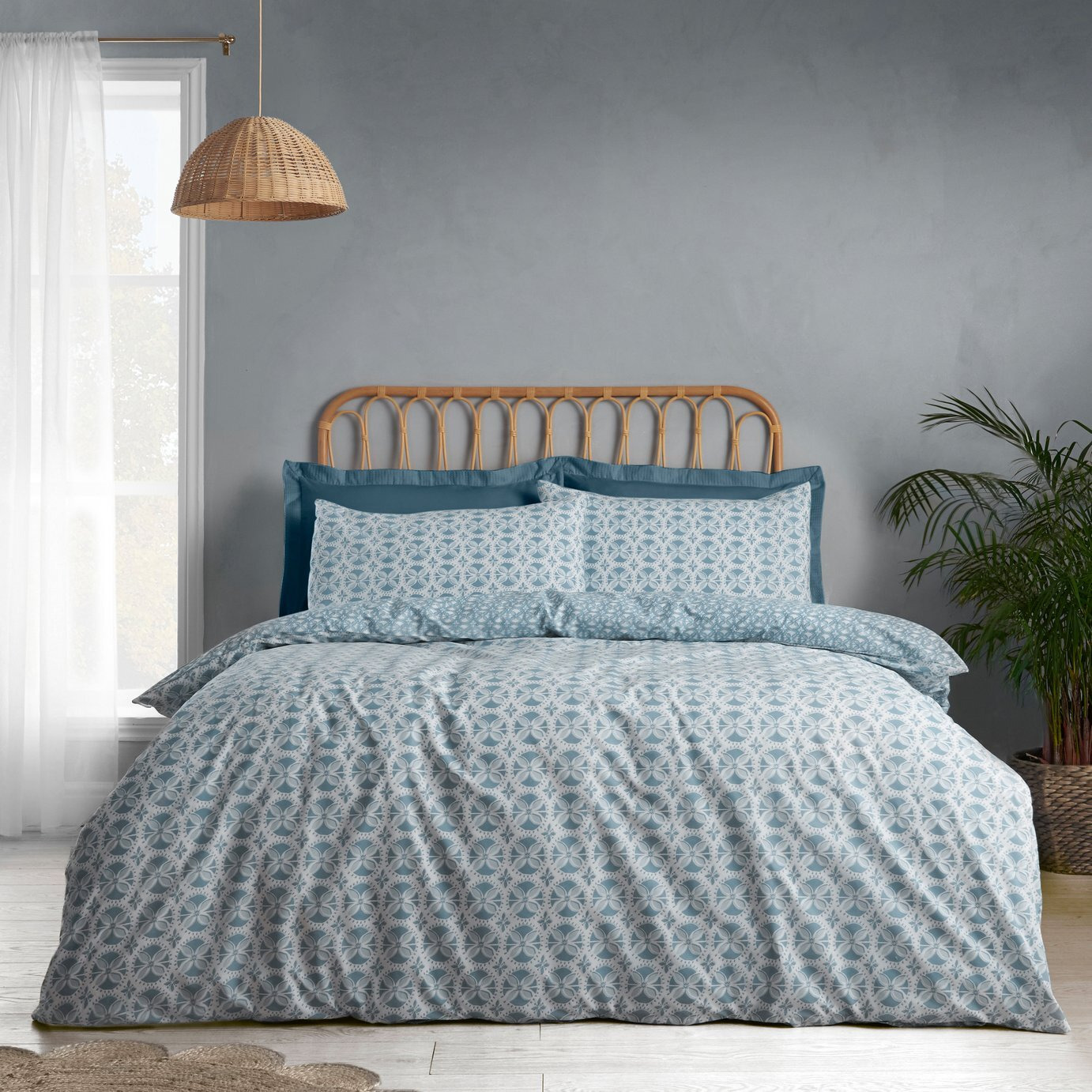 Catherine Lansfield Sardinia Tile Blue Bedding Set - King - image 1