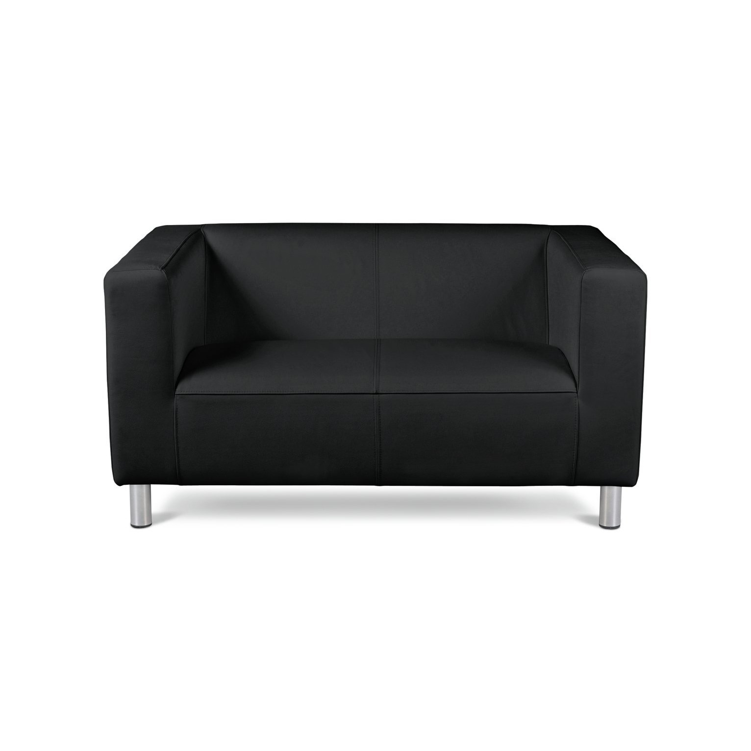 Argos Home Moda Small Faux Leather 2 Seater Sofa - Black - image 1