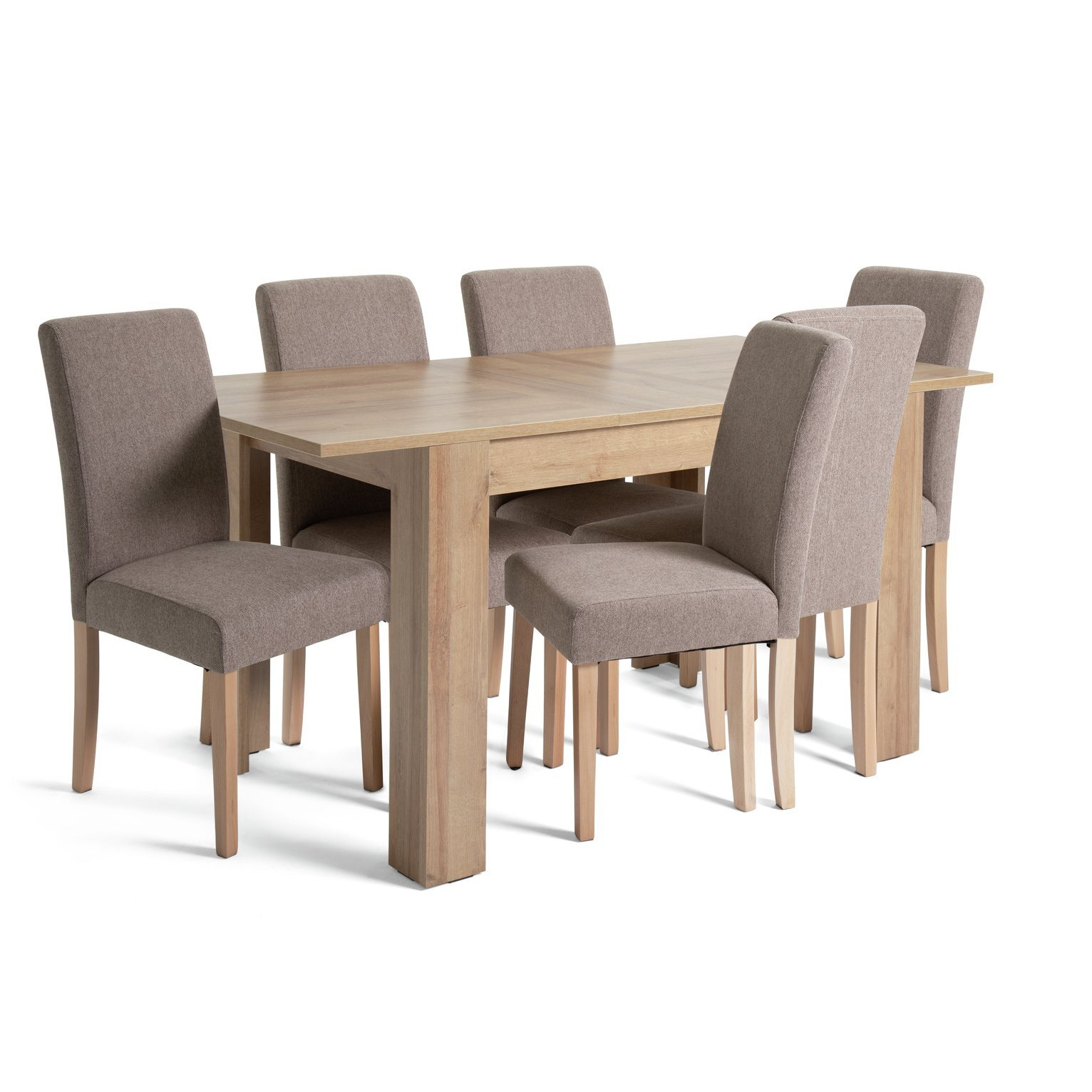 Argos Home Miami 4-6 Seater Extending Table & 6 Brown Chairs - image 1