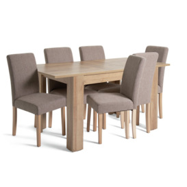 Argos Home Miami Wood Effect Dining Table & 6 Brown Chairs