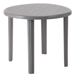 Argos Home 4 Seater Round Plastic Garden Table - Grey - thumbnail 1