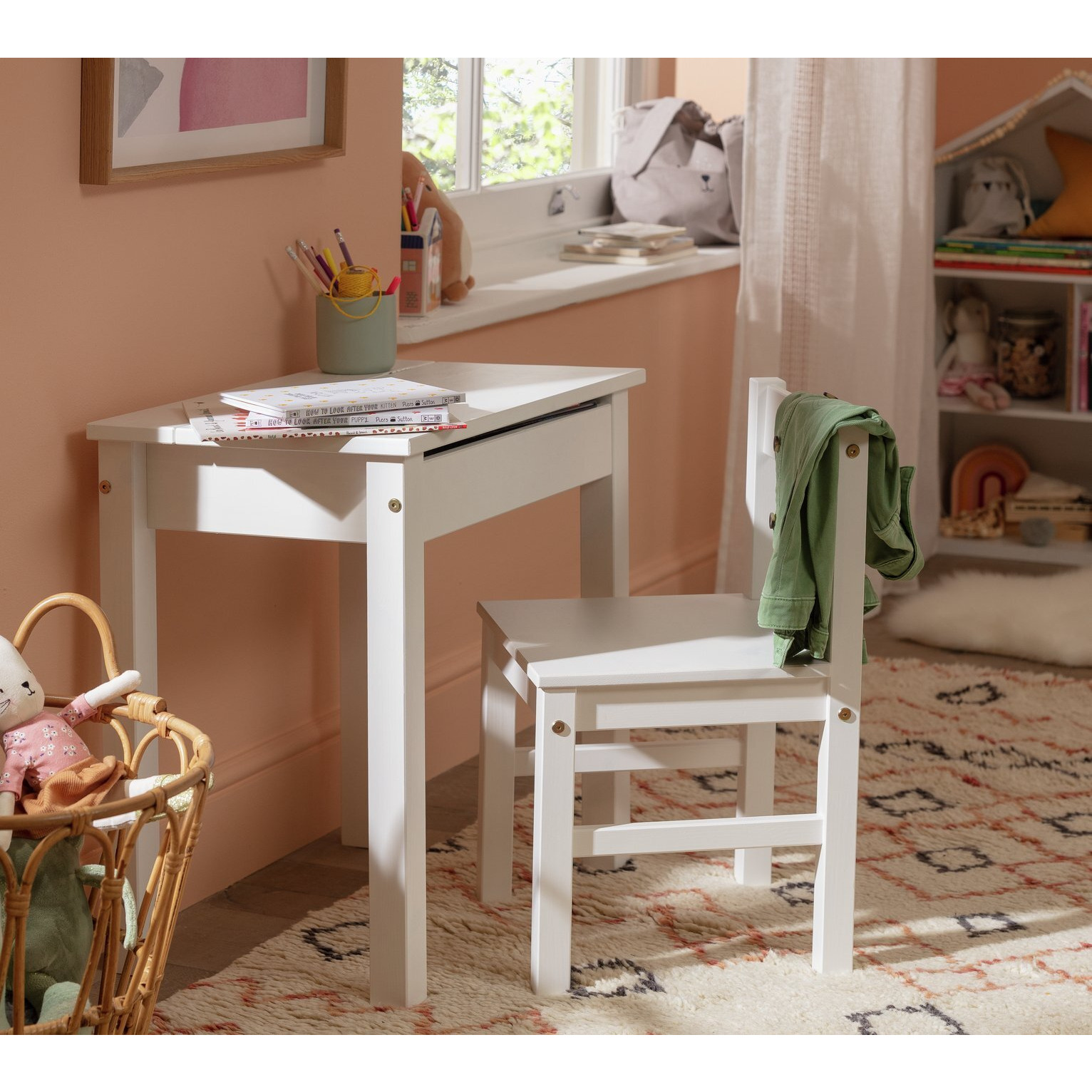 Argos Home Kids Scandinavia Desk & Chair - White - image 1