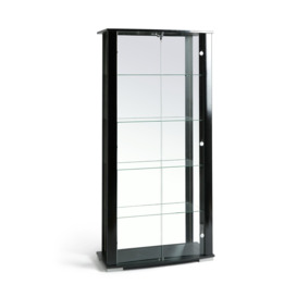 Argos Home Stella 2 Glass Door Display Cabinet - Black Gloss - thumbnail 1