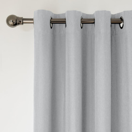 Home Essentials Plain Blackout Eyelet Curtain - Dove Grey - thumbnail 1