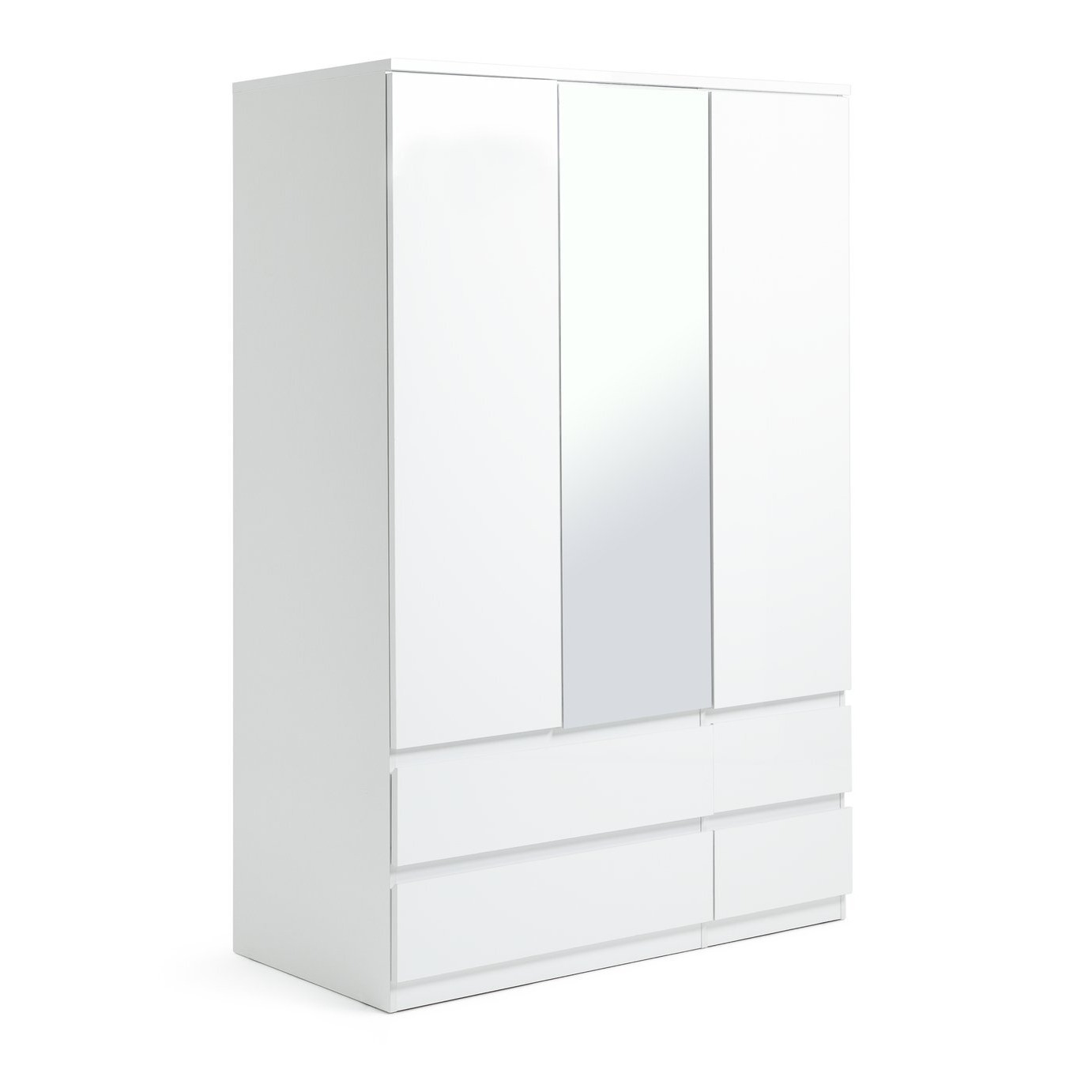 Habitat Jenson 3 Door 4 Drawer Mirror Wardrobe - White Gloss - image 1