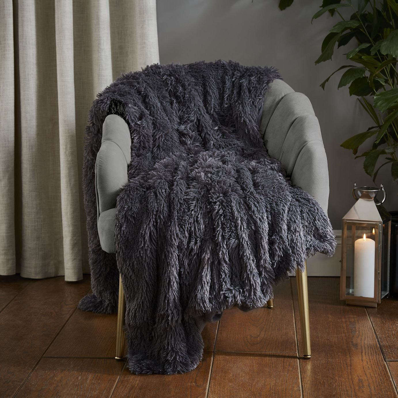 Catherine Lansfield Cuddly Throw - Charcoal - 150x200cm - image 1