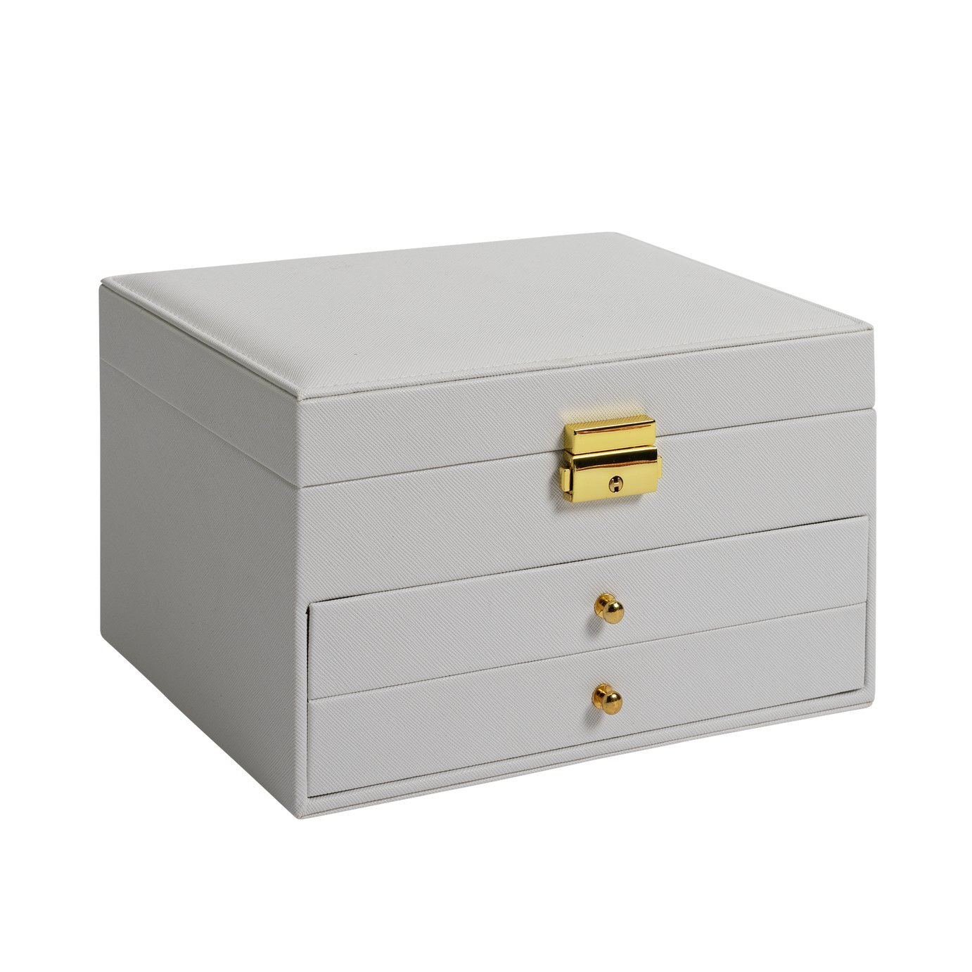 Argos Home Faux Leather Lockable Two Drawer Jewellery Box - image 1