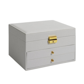 Argos Home Faux Leather Lockable Two Drawer Jewellery Box - thumbnail 1