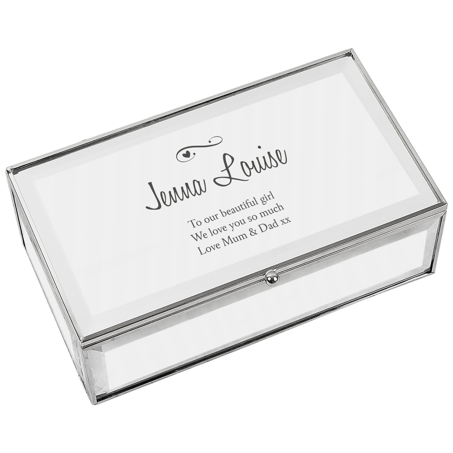 Personalised Message Swirls And Hearts Jewellery Box - image 1