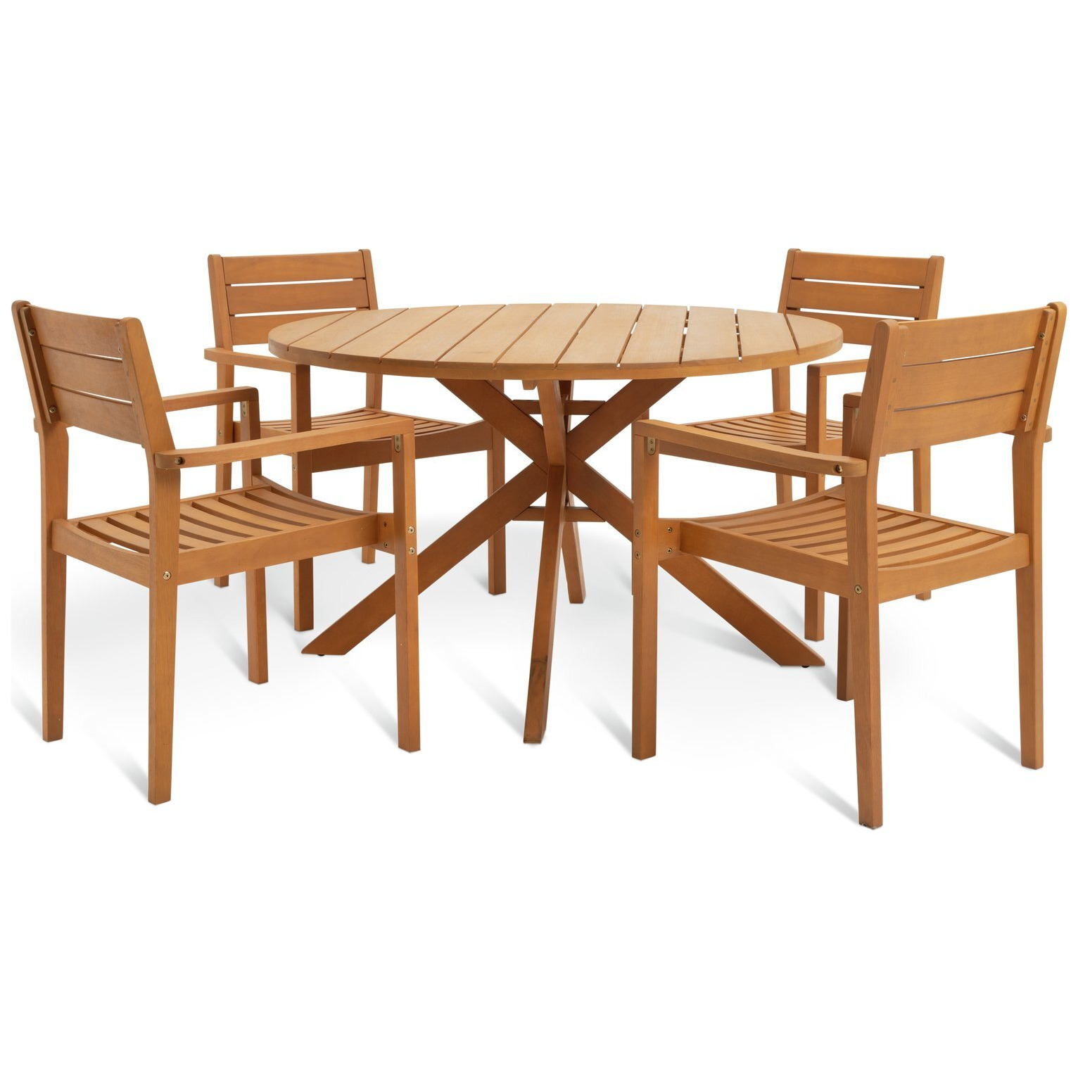 Habitat Richmond 4 Seater Wooden Patio Set - Light Wood