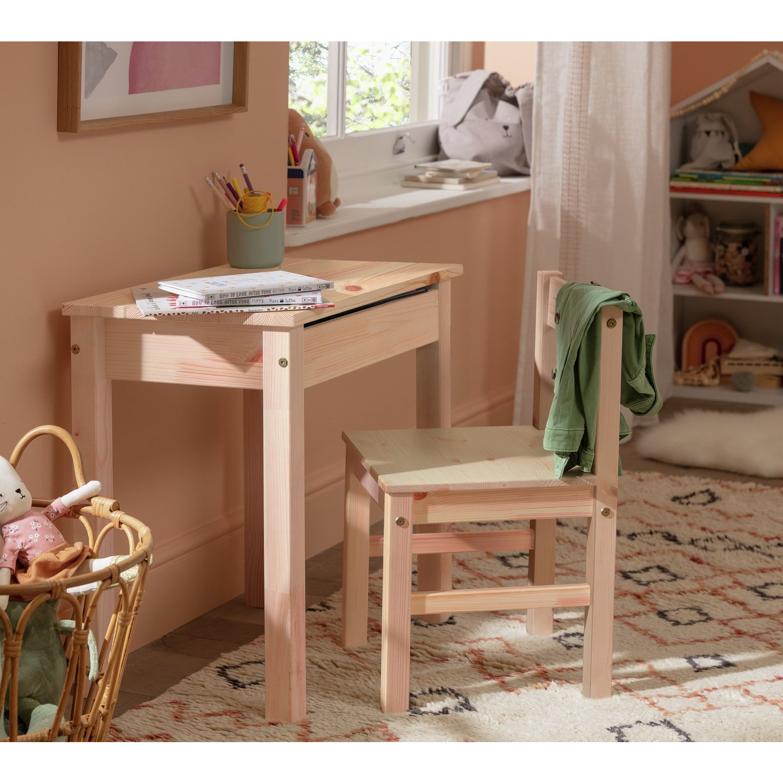 Argos Home Kids Scandinavia Desk & Chair - Pine - image 1