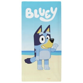 Bluey Kids Heeler Dog Patterned Beach Towel - Blue & Cream - thumbnail 1