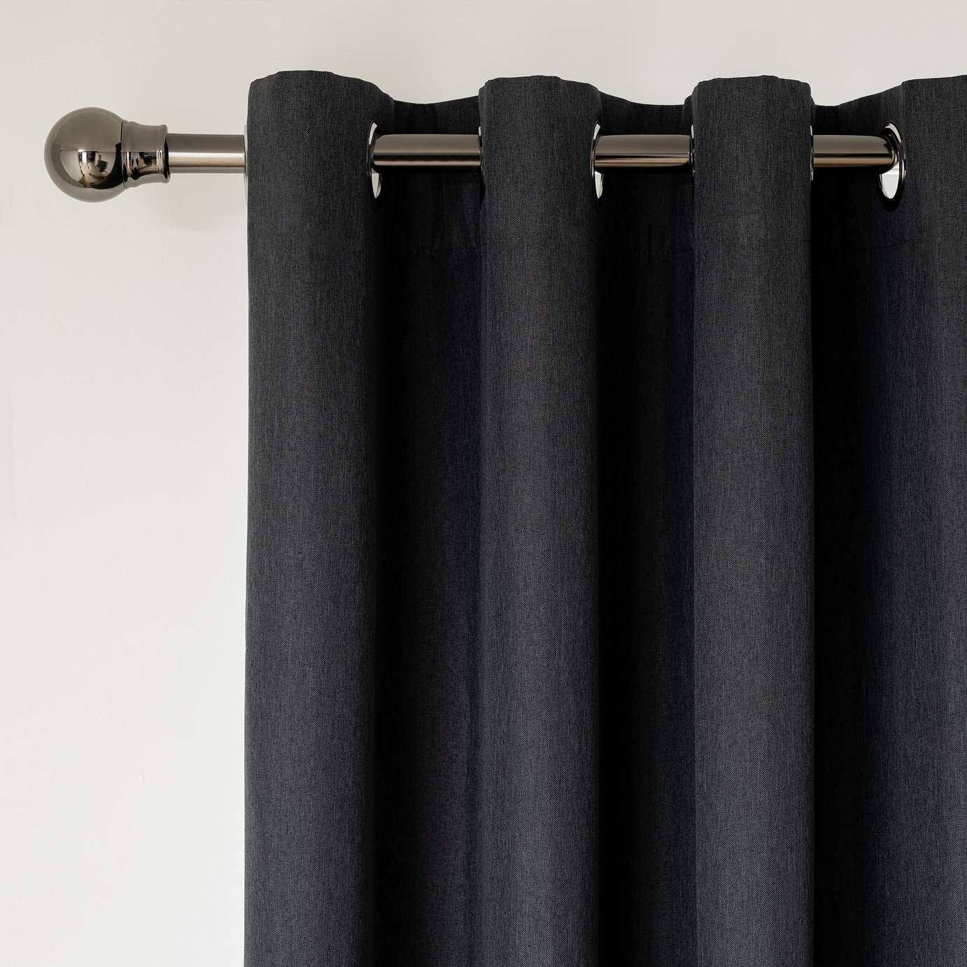 Home Essentials Plain Blackout Eyelet Curtains - Charcoal - image 1