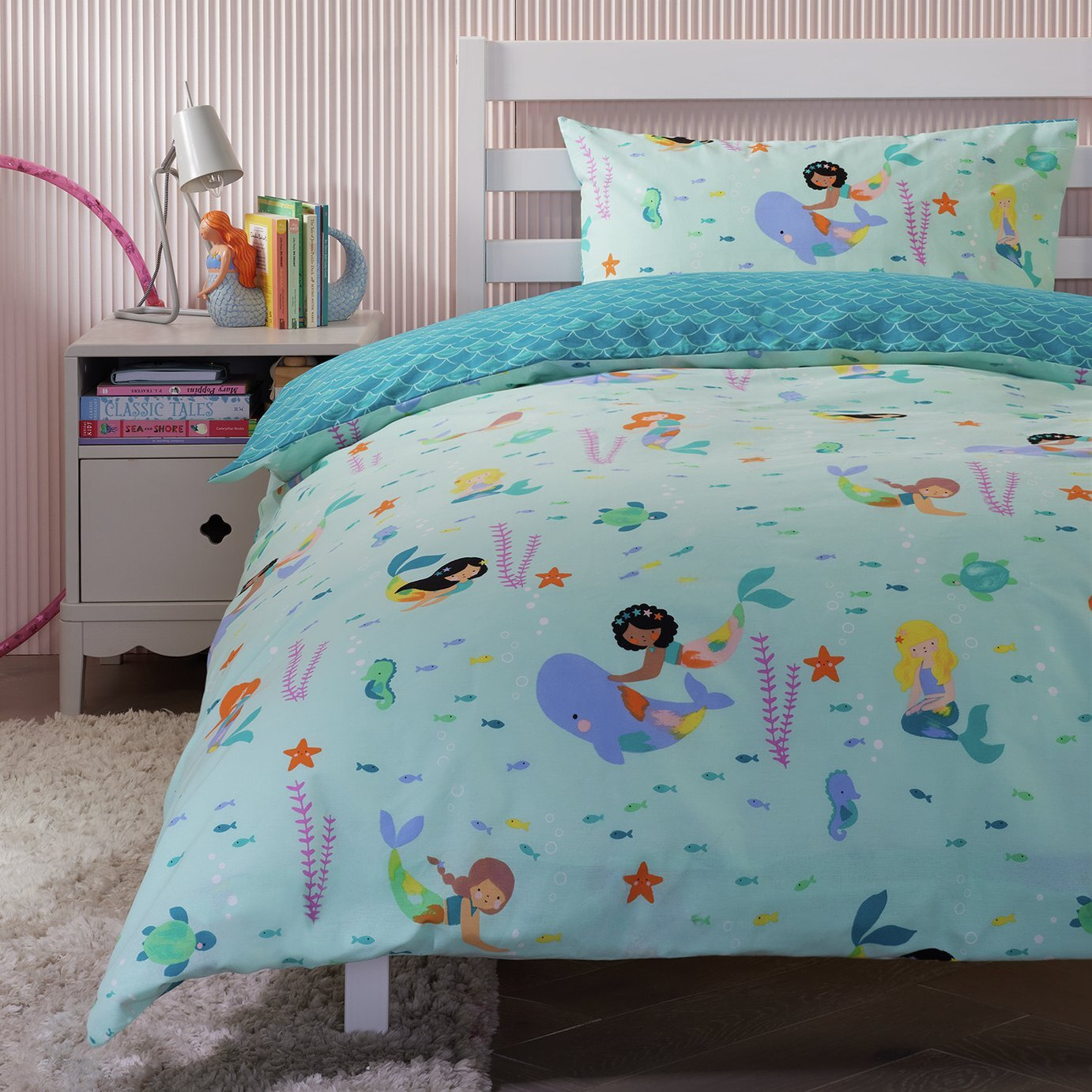 Argos Home Mermaids Blue Kids Bedding Set - Single - image 1