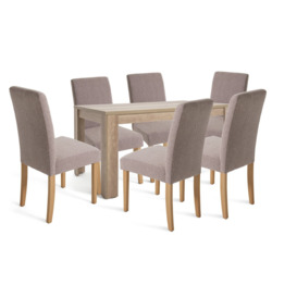 Argos Home Preston Dining Table & 6 Brown Chairs
