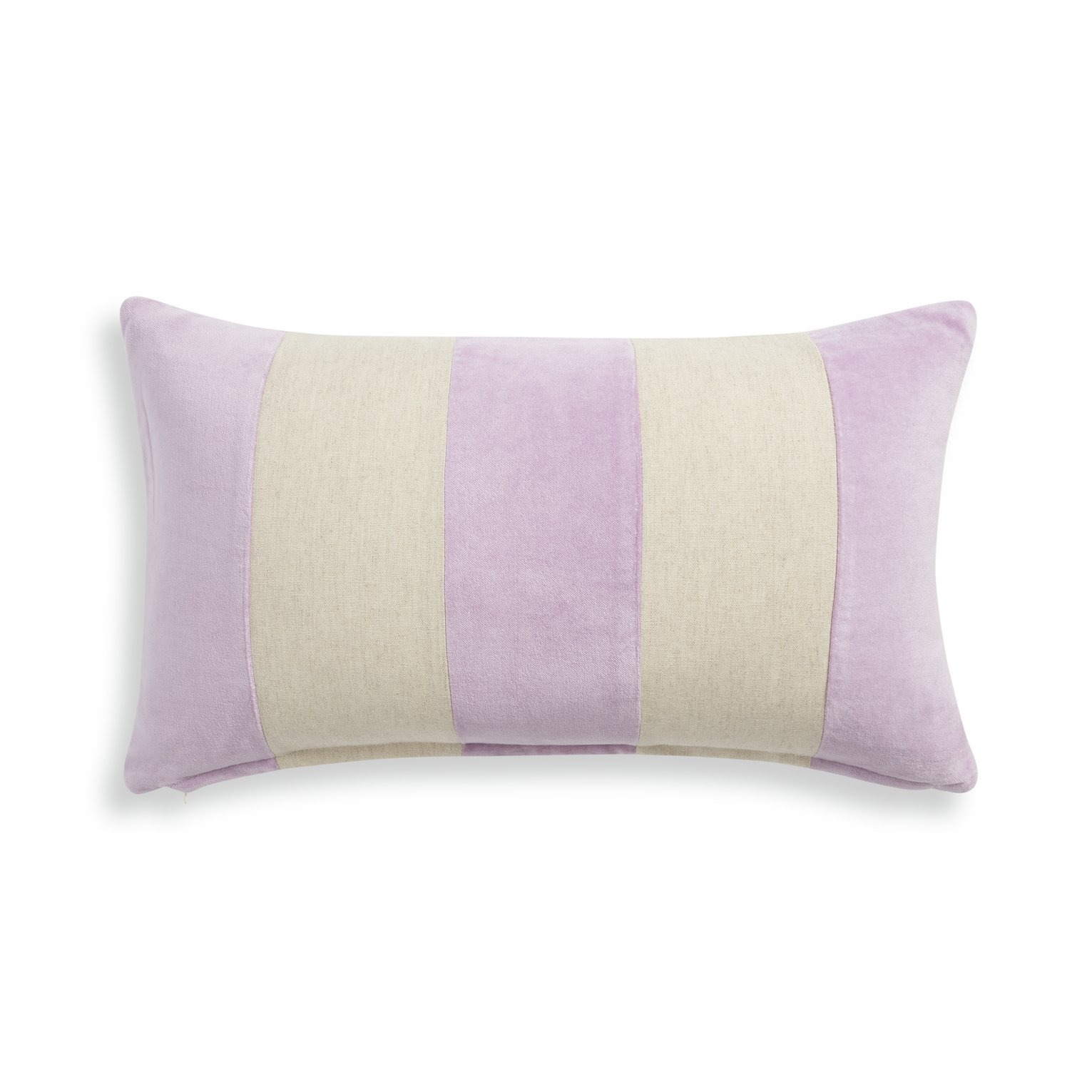 Habitat Velvet Striped Cushion - Lilac & Cream - 30x50cm - image 1