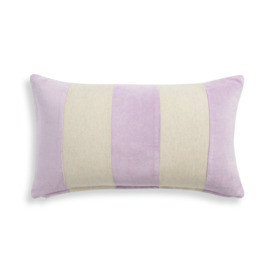 Habitat Velvet Striped Cushion - Lilac & Cream - 30x50cm - thumbnail 1