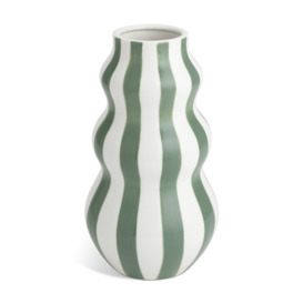 Habitat Hand Painted Stripe Vase - Green